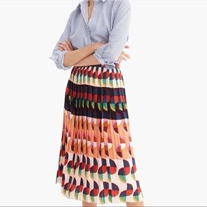 J. Crew Pleated Midi Skirt in Art Deco Print Size 4
